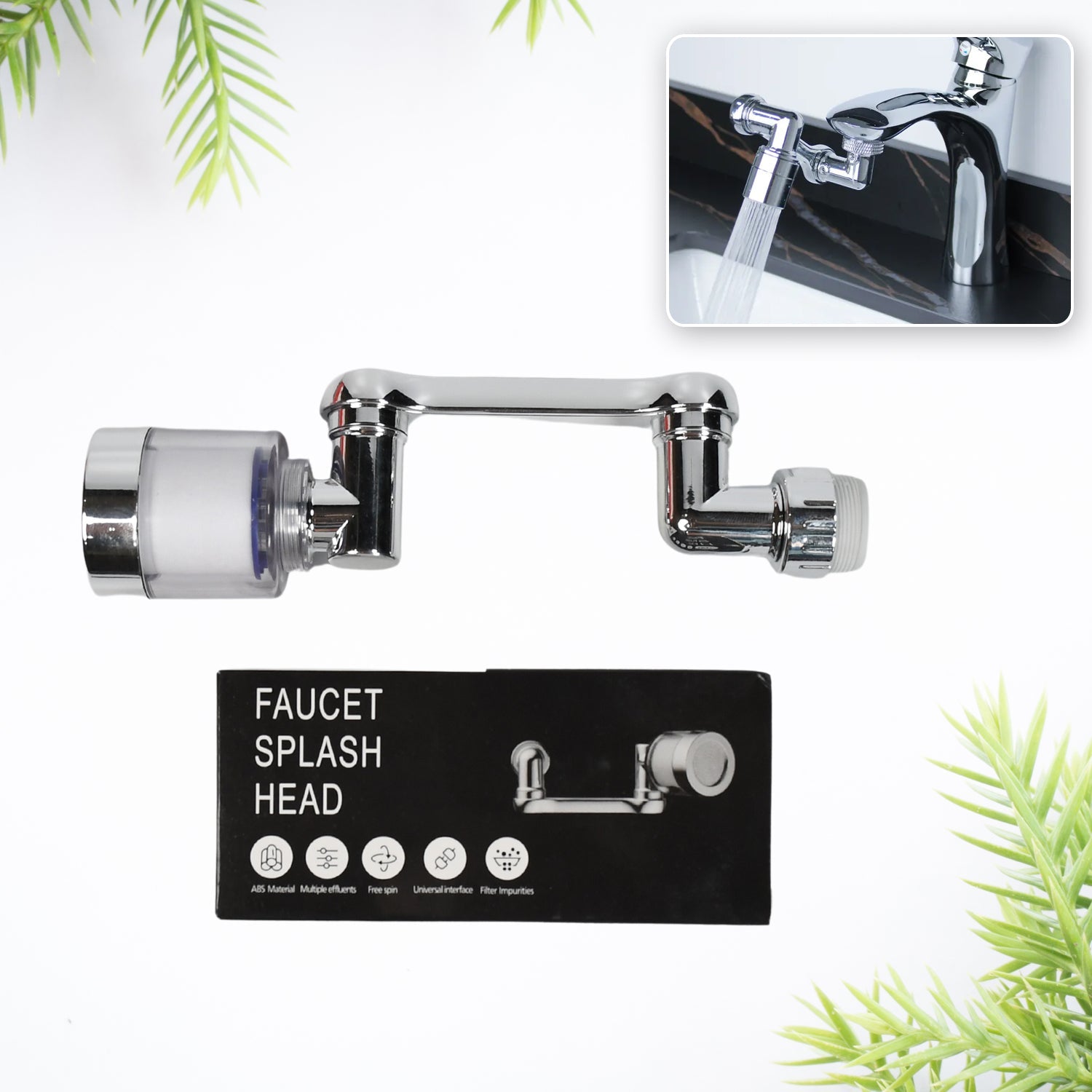 1509 Splash Faucet Filter Faucet, 1080 Rotating Faucet Sprayer Head Double O-ring Design, Movable Tap Water Saving, Sink Aerator Extender For Bathroom Kitchen DeoDap 1509 Splash Faucet Filter Faucet, 1080 Rotating Faucet Sprayer Head Double O-ring Design, Movable Tap Water Saving, Sink Aerator Extender For Bathroom Kitchen DeoDap